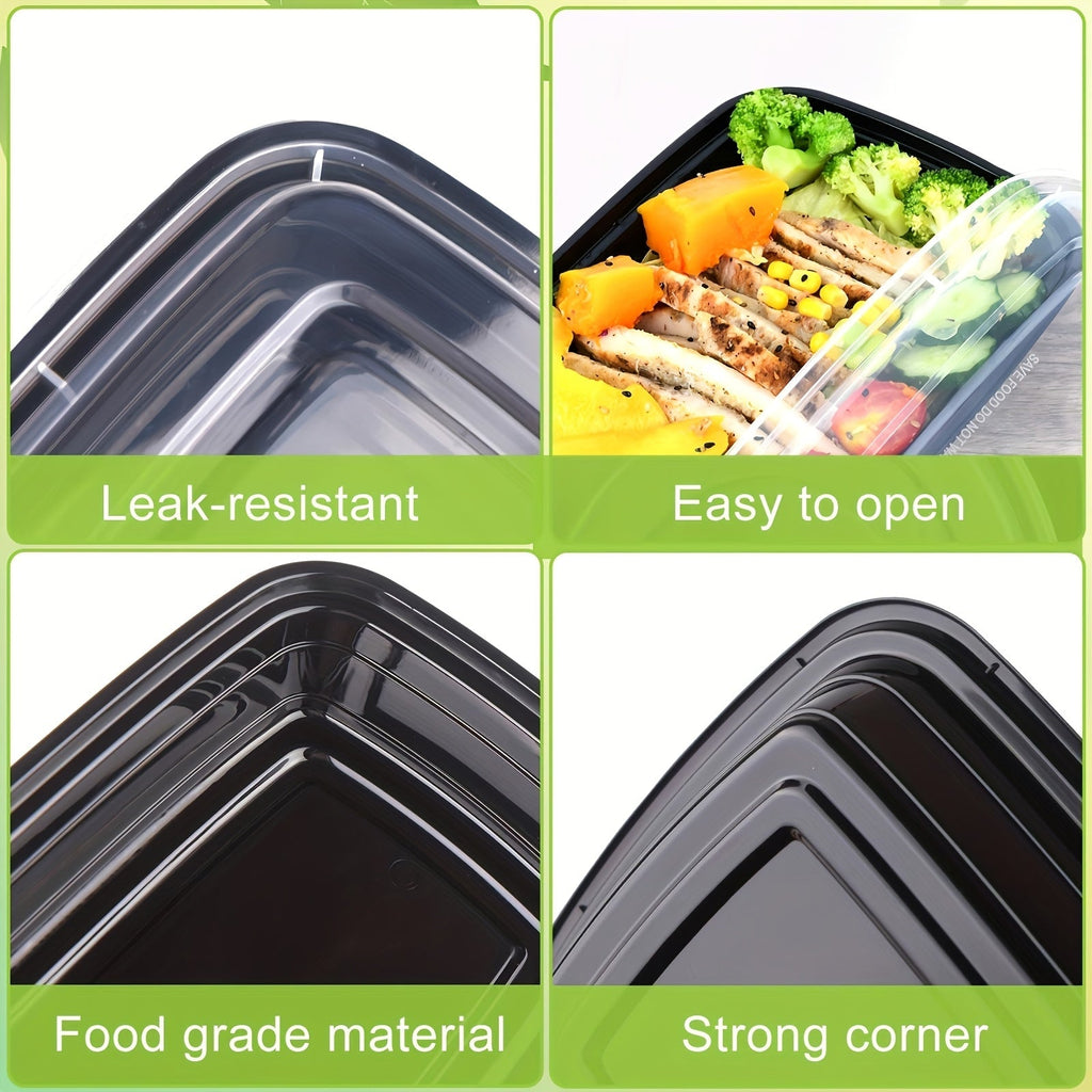 28oz Meal Prep Containers 50 & 150-Pack with Lids – BPA-Free Leakproof 1-Compartment Disposable Plastic Bento Lunch Box, Stackable, Microwave Dishwasher Freezer Safe Food Storage