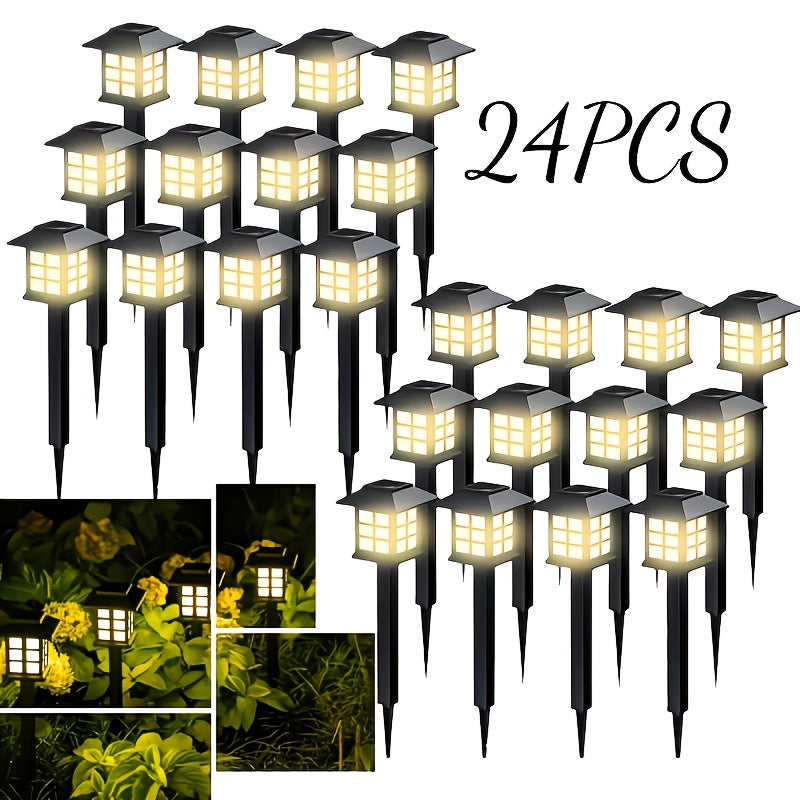 Solar Outdoor Lights LED Garden Path Lights IP44 Waterproof Landscape Lighting for Sidewalk Driveway Lawn Yard Courtyard Warm White Multicolor Pack of 6 12 or 24 Christmas Holiday Decor No Wiring