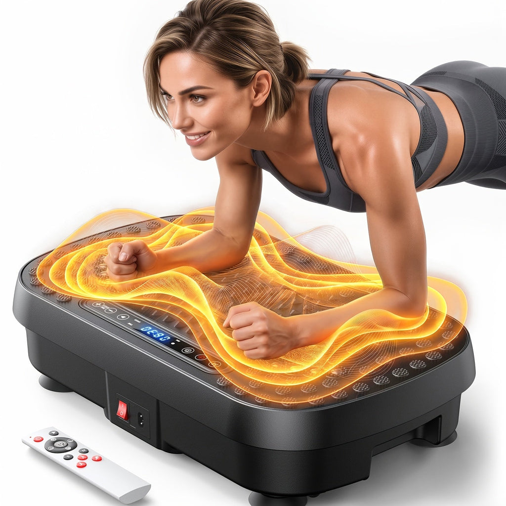 Vibration Plate Whole Body Workout Machine for Lymphatic Drainage – Silent Motor Adjustable Speed Home Gym Fitness Platform for Weight Loss Muscle Toning in White & Black