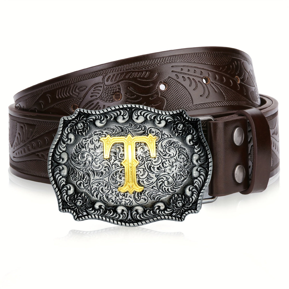 Western Cowboy Belt Men Women Embossed Floral Faux Leather Longhorn Bull Big Buckle – 23 Styles Sizes 34-44 Waist 32"-42" Country Rodeo Halloween Christmas Father's Day Gift