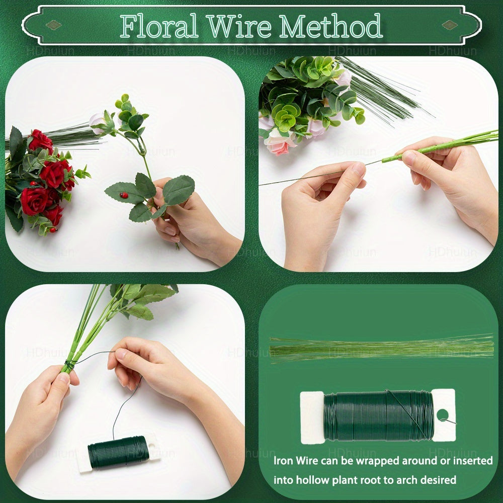 105Pcs Floral Arrangement Kit with Green Floral Tape Wire Boutonniere Flower Pins and Wire Cutter – DIY Wreath Making Wedding Bouquet Corsage Centerpiece Craft Supplies for Beginners and Professionals