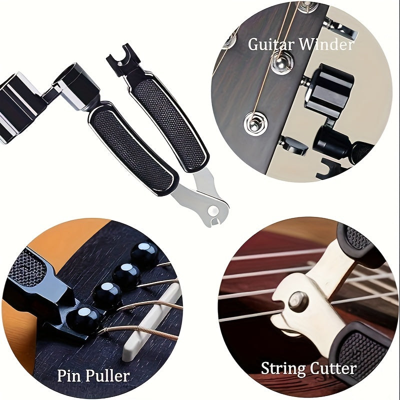 64-Piece Guitar Accessories Kit for Beginners – Includes 3 Sets of Strings, Capo, Clip-On Tuner, Picks, Finger Guards, Bridge Pins, Nut & Saddle, 3-in-1 String Winder Tool & Storage Bag