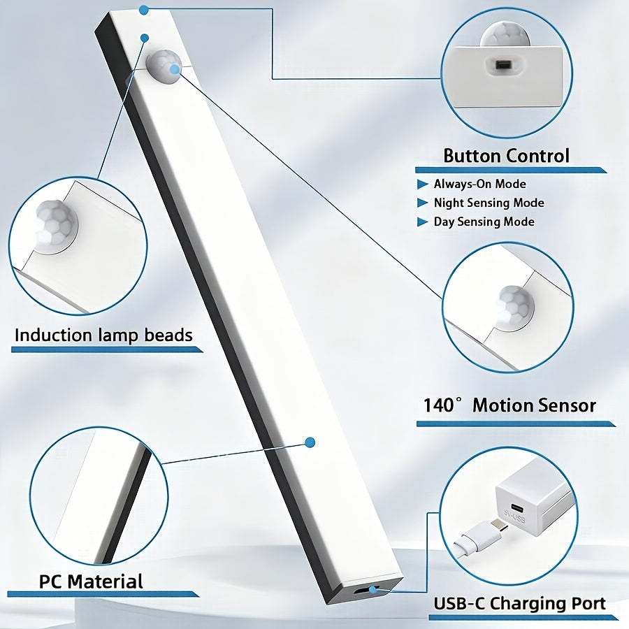 LED Motion Sensor Cabinet Lights USB Rechargeable – 3 Adjustable Modes Wireless Stick-On Night Light for Bedroom Staircase Kitchen Closet Hallway Under Cabinet Home Lighting 6 9 12pcs