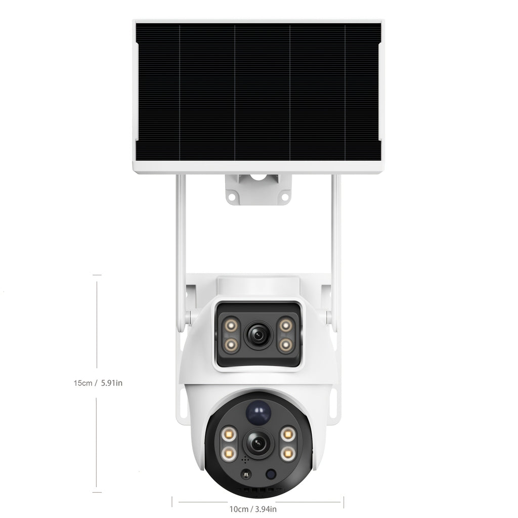 4G LTE Solar Security Camera Outdoor 8MP – 360° Pan Tilt Dual Lens, IP65 Weatherproof, PIR Motion Detection, Color Night Vision, Two-Way Audio & App Control, US Networks Only, No WiFi Required