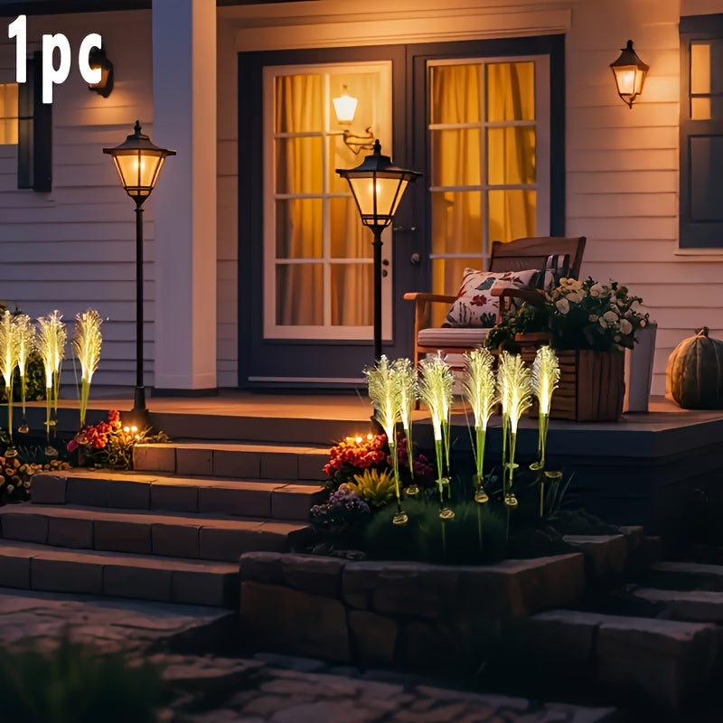Solar Garden Stake Lights Golden Grass Design - Energy-Efficient Outdoor Decorative Lights for Yard Patio Balcony Pathway Nickel Battery Auto On Off Available in 1pc or 2pcs