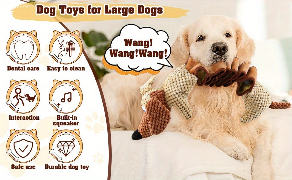 Large Squeaky Crinkle Dog Toy Extendable 15.7 to 19.7 Inch Plush Pull Tug Bite Toy Crinkled Paper Filling Small Medium Large Dogs Interactive Fetch Chew Toy No Battery