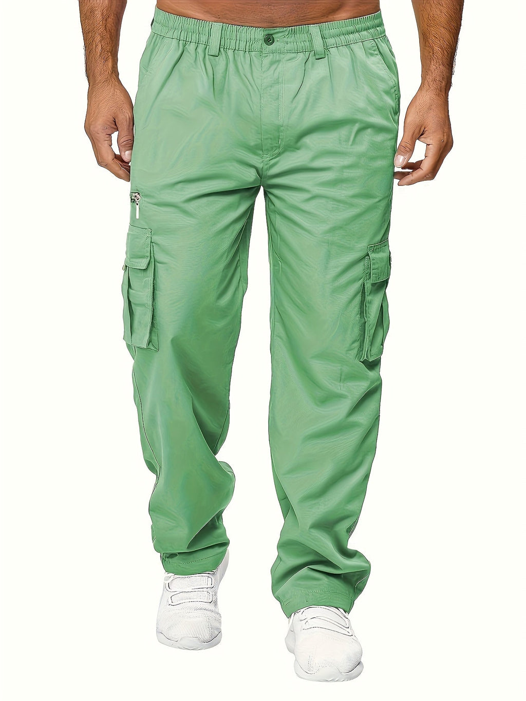 Men's Cargo Pants 3-Pack Multi-Pocket Regular Fit – Solid Color Polyester Woven Hiking Outdoor Pants for Spring & Fall, Sizes S-XXXL, 9 Color Combos