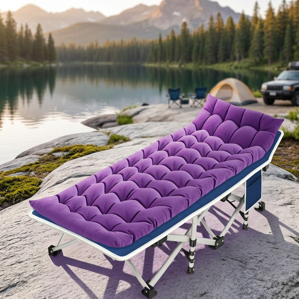 Camping Cot with Mattress XXL 32 Inch Wide 1200D Oxford Heavy-Duty Folding – Extra Wide Portable Outdoor Sleeping Cot with Carry Bag for Adults, Camping Hiking Travel & Guest Use
