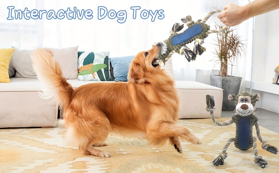 Interactive Squeaky Monkey Dog Toy with Pull Rope Soft Plush Tug Chew Toy for Large Small Dogs Puppies Anxiety Relief Built-In Squeaker Whistle Double Suture Best Gift for Dog Owners