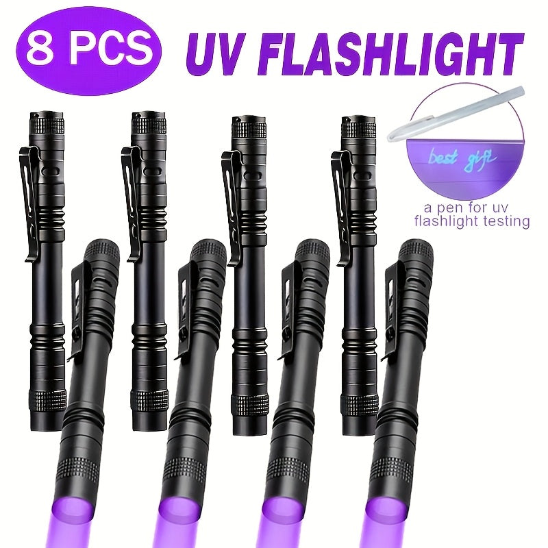 UV Blacklight Flashlight 395nm Portable Ultraviolet Light for Pet Urine Stain Detection Counterfeit Currency Scorpion Hunting Ringworm Inspection Multi-Pack 4 6 8 12pcs AAA Battery Powered