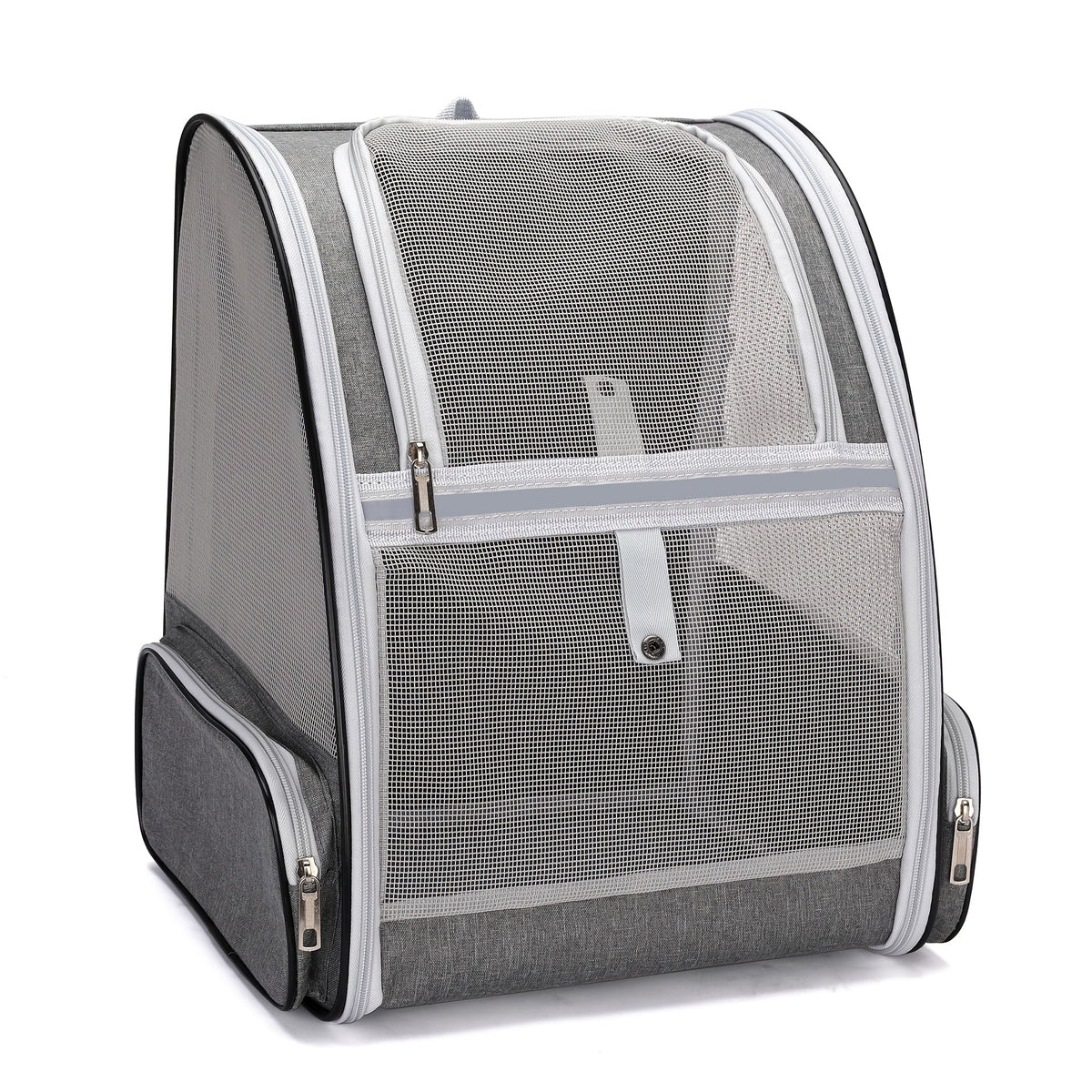 Foldable Ventilated Pet Carrier Backpack for Cats & Dogs – PVC Mesh Airflow, Chest Harness, Removable Mat, Fits Cats up to 18 lbs & Dogs up to 15 lbs, for Travel, Hiking, Flights & Car Rides