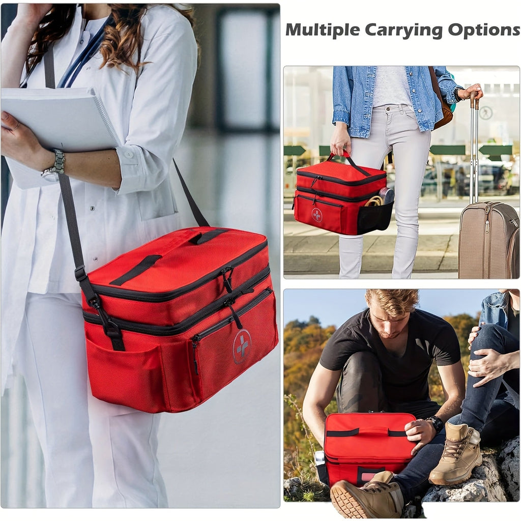 Medicine Storage Bag First Aid Kit Organizer – Household Medicine Organizing Box with Rack Basket for Home, Travel & Car Emergency Preparedness, Perfect Holiday Gift