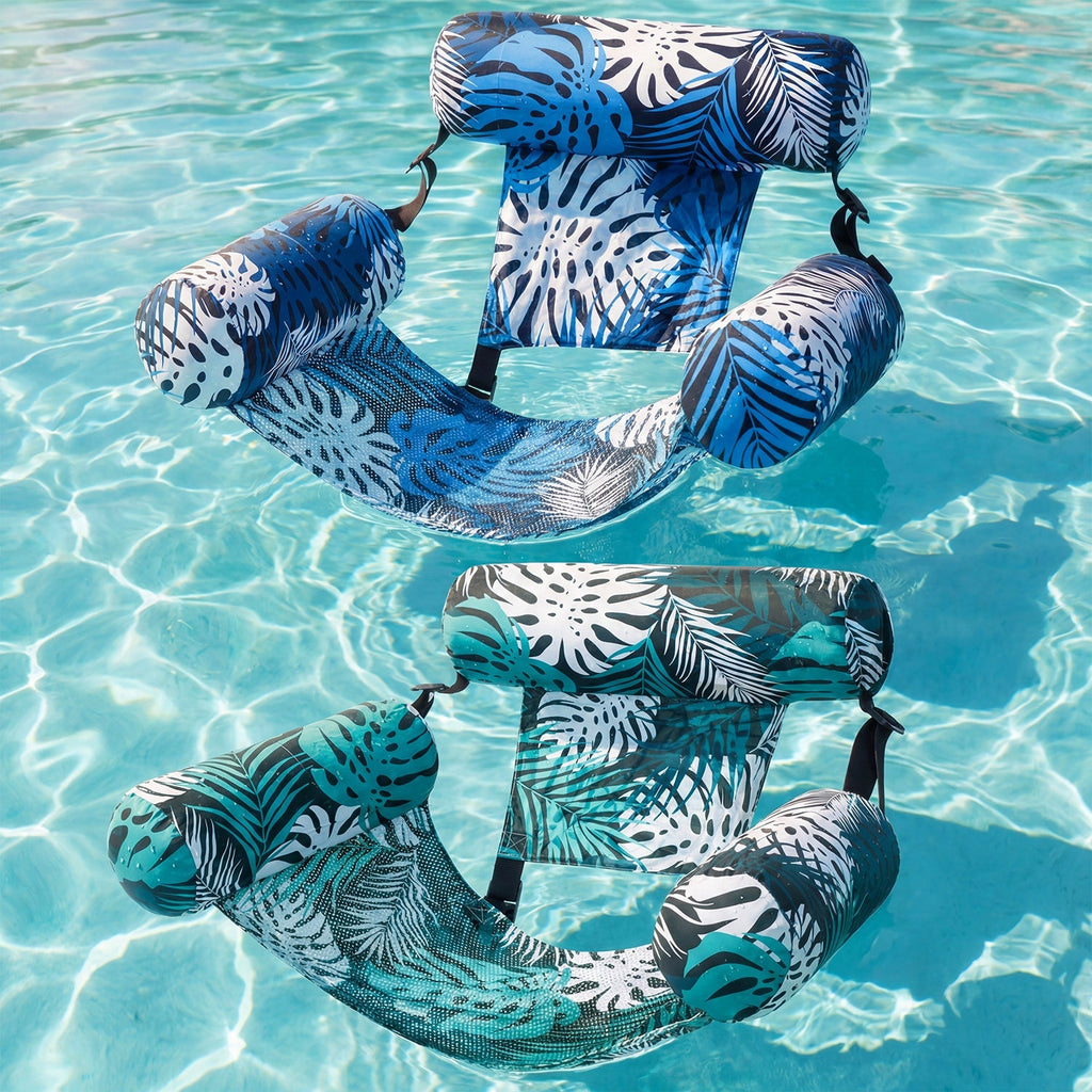 Inflatable Pool Float Chair for Adults – Leaf Design Floating Lounger with Mesh Sling Seat, 1 & 2 Pack, Portable Summer Float for Pool Beach Lake Party, 30x16x24 Inch