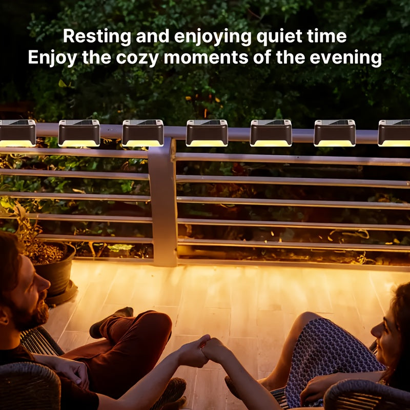 Solar LED Deck Lights Outdoor Stair Step Lights Auto On Off Dusk to Dawn 12 Hour Warm White 3500K for Fence Pathway Patio Balcony Yard Weatherproof ABS Pack of 8 16 or 32 No Wiring Required