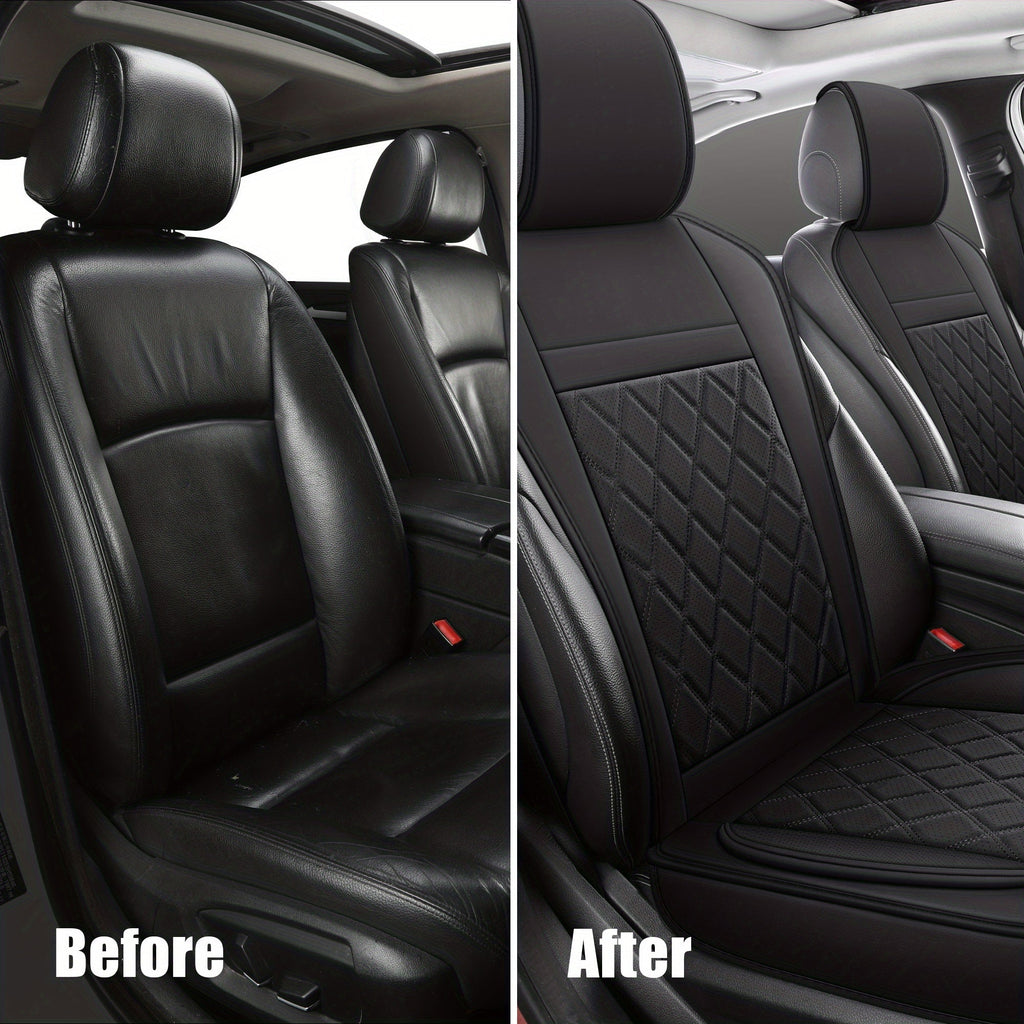 Universal Front Car Seat Covers 2 Pack Full Surround High-Back Bucket Seat Protector Anti-Slip Easy Install for Cars SUVs Trucks Multiple Colors and Styles Aero Wave Luxe Diamond Dynamic Stripe
