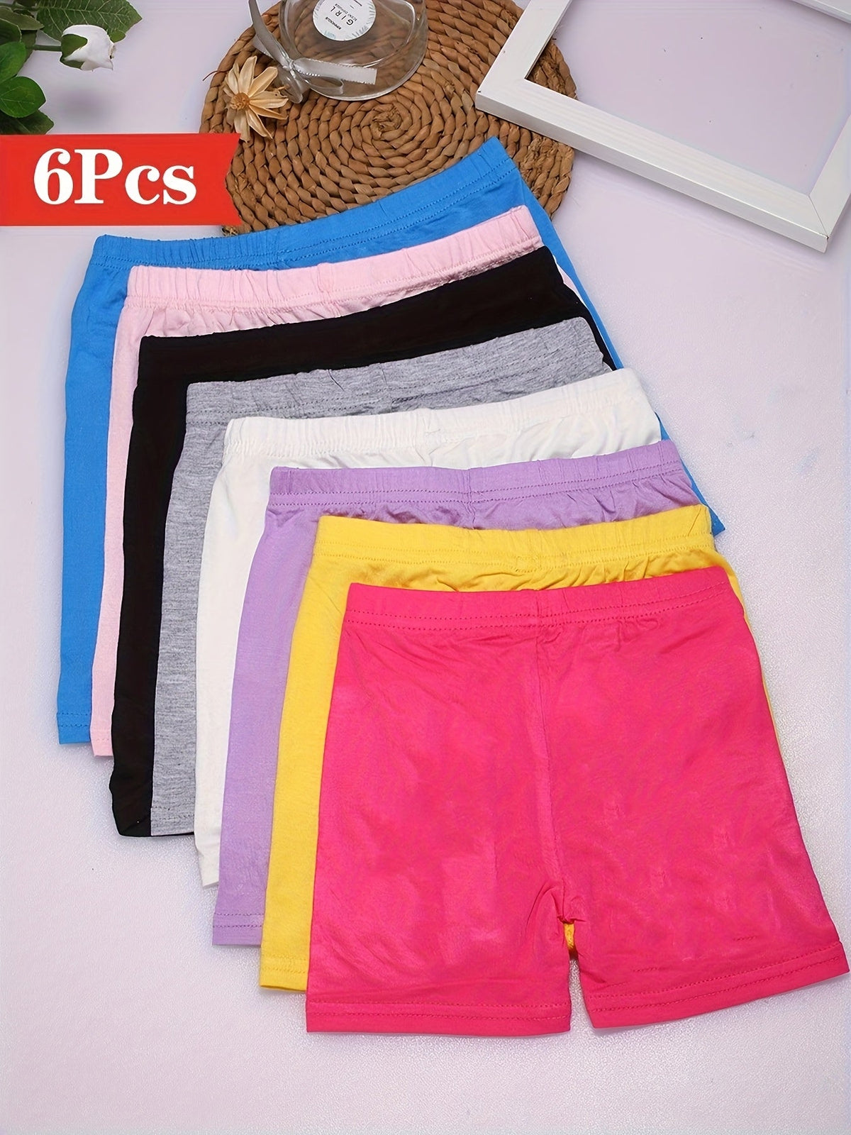 Girls Bike Shorts 6-Pack Soft Modal Cartwheel Shorts for Toddlers Kids – Under Dress Dance Biker Shorts Multicolor for Outdoor Play Ages 2-10