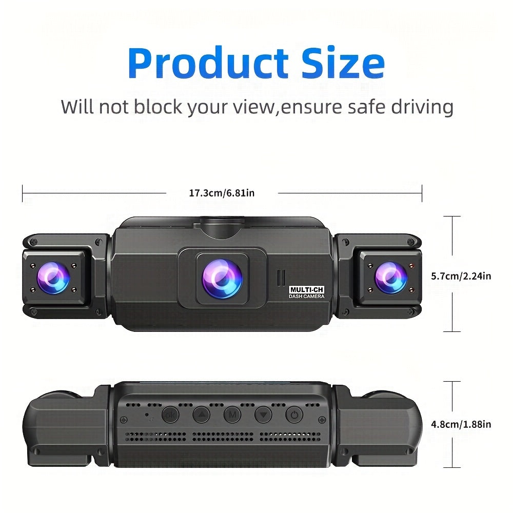 360 Dash Cam 3 4 Channel 1080P HD Full Coverage Night Vision WDR G-Sensor Loop Recording 24/7 Parking Monitor WiFi Multi-Lens Car Camera System Zero Blind Spots Front Rear Side Interior