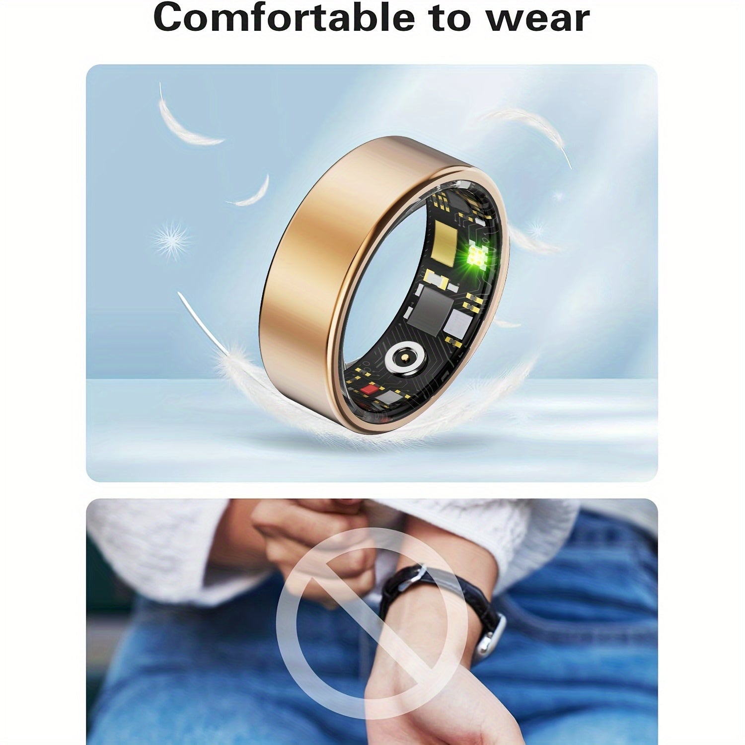 Smart Ring for Women Fitness Tracker – Heart Rate HRV Sleep Monitor Stress & Menstrual Tracking, 100+ Sports Modes IP68 Waterproof No Subscription, Bluetooth 5.4 iPhone & Android, Sizes 7-13