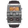 Men's Luxury Sports Quartz Watch with Dual Time Zone Display - Analog Pointer Alloy Case Faux Leather Strap Battery Powered Wristwatch for Men, Business Casual & Outdoor Gift