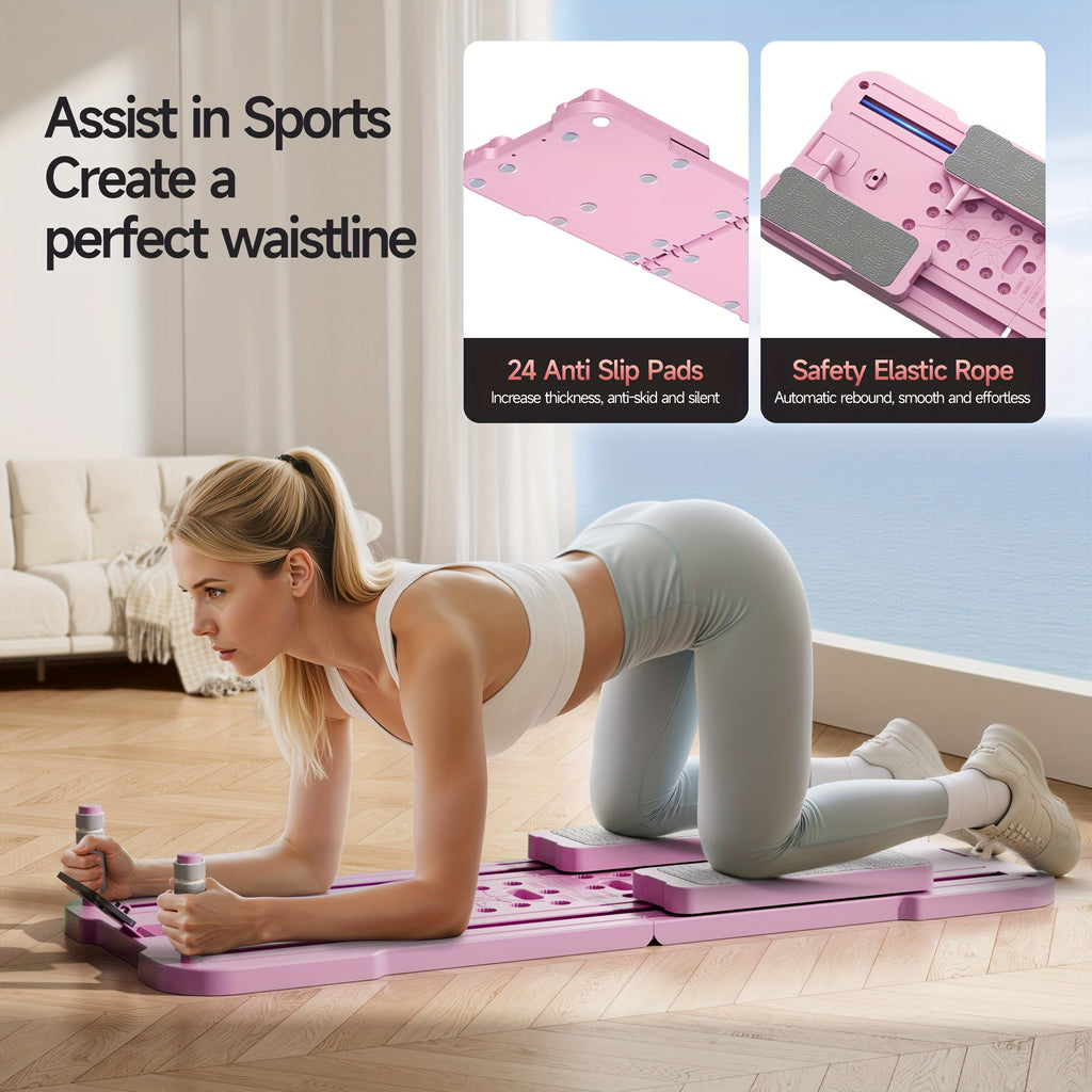 9-in-1 Portable Pilates Reformer Board for Home Gym – Multifunctional Ab Wheel & Push-Up Workout Machine, Full Body Core Trainer, Muscle Toning Exercise Equipment, Ideal Gift for Her & Him
