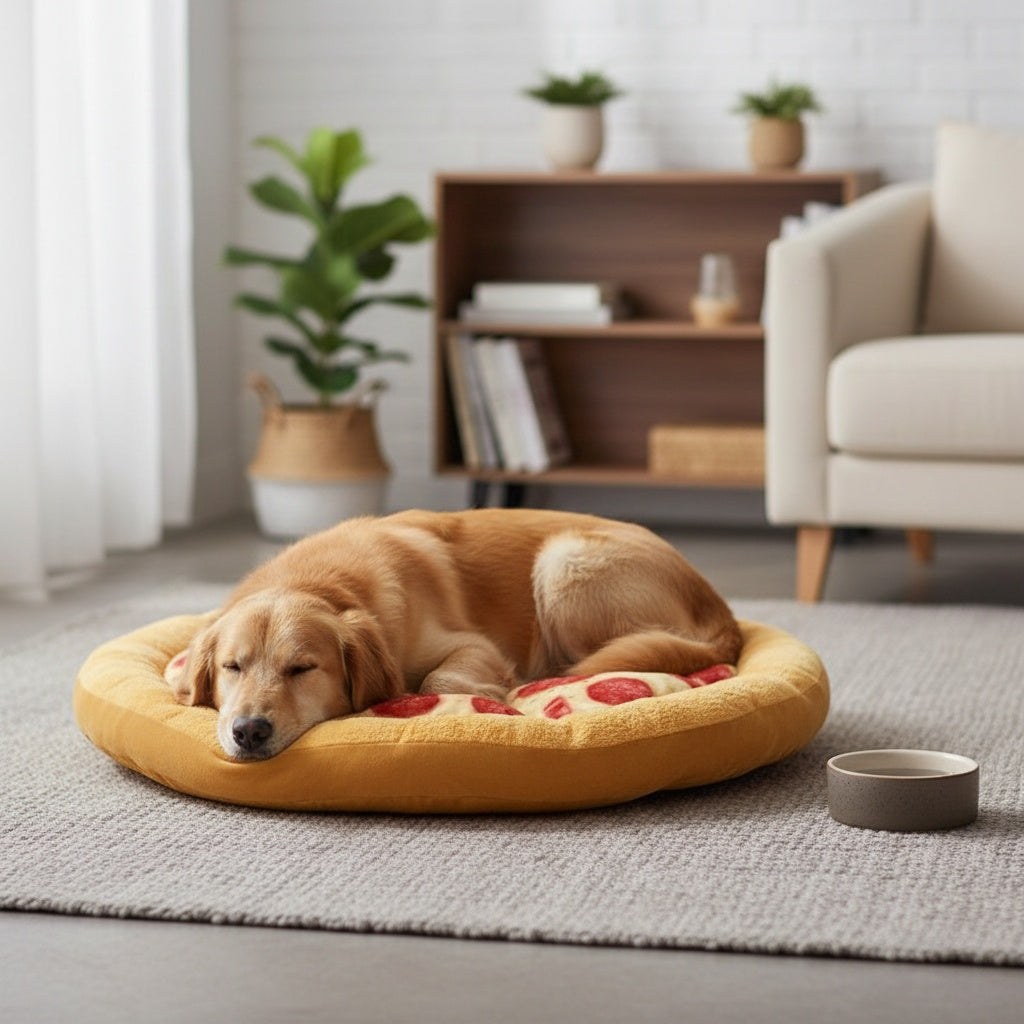 Squeaky Pepperoni Pizza Plush Dog Toy Soft Polyester Interactive Squeaker Chew Toy for All Breeds Puppies Adult Dogs Fun Food-Themed