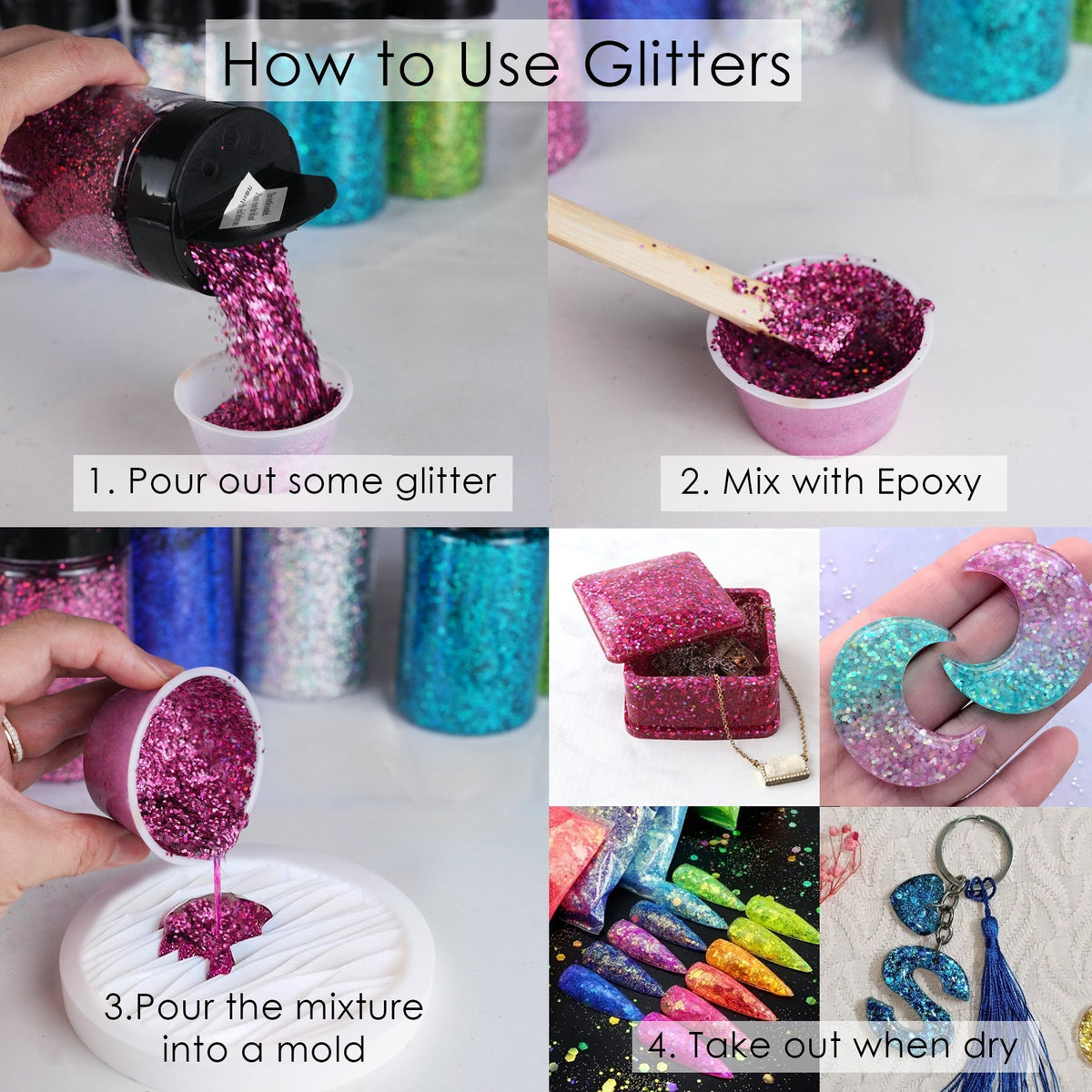 1lb Craft Glitter Powder 19 Colors – Fine Ultra Fine Chunky Glitter with Shaker Top for Tumblers Resin Scrapbooking DIY Crafts, Bulk Glitter for Kids Adults Artists