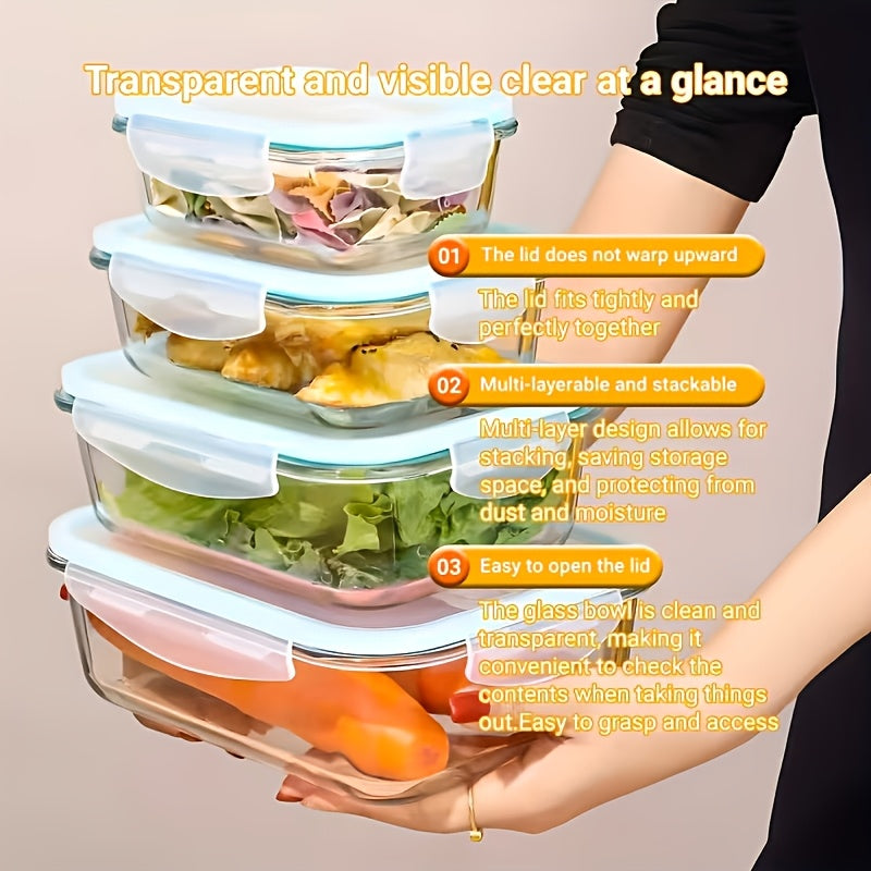 Airtight Glass Food Storage Containers 16-Piece Set 8 Lids 8 Containers Microwave Oven Freezer Dishwasher Safe BPA-Free Meal Prep Salads Fruits Vegetables Sandwiches Picnic