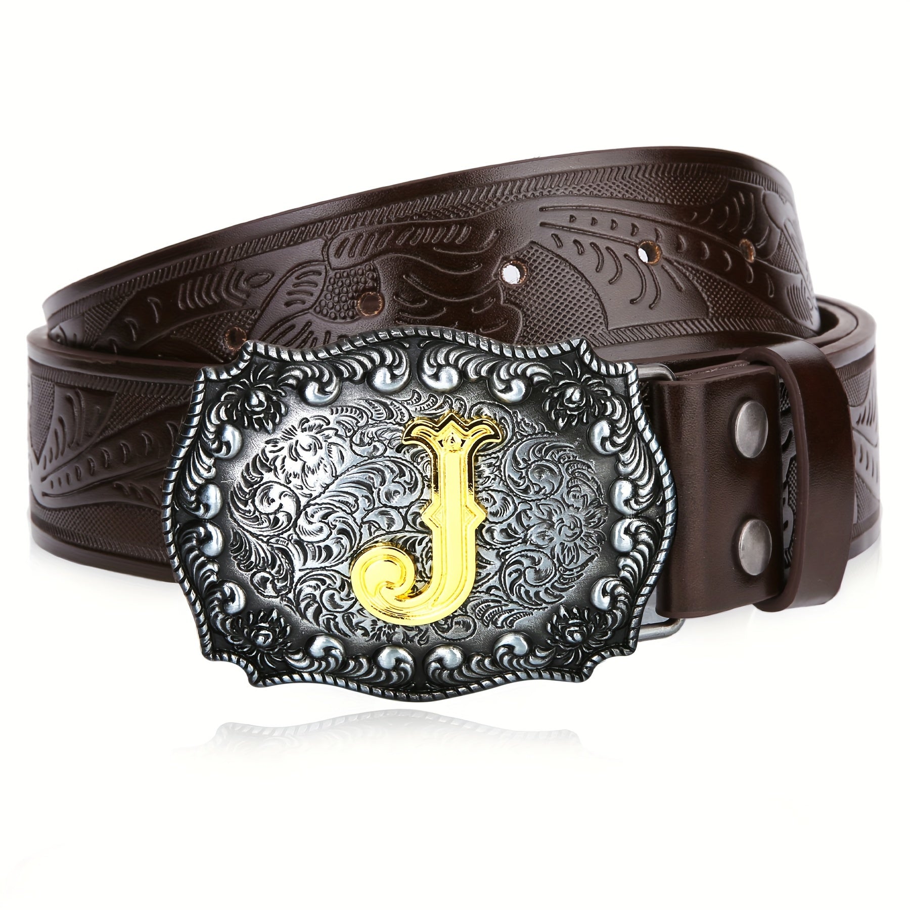 Western Cowboy Belt Men Women Embossed Floral Faux Leather Longhorn Bull Big Buckle – 23 Styles Sizes 34-44 Waist 32"-42" Country Rodeo Halloween Christmas Father's Day Gift