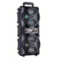 3000W Portable Bluetooth Party Speaker – Double 6.5'' Subwoofer Stereo Sound, LED Colorful Lights, FM Radio, Microphone Included, TF/USB/AUX Support, Outdoor & Home Party Speaker – Black
