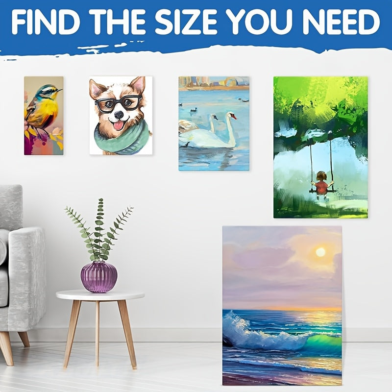 Stretched Canvas Multi-Pack 100% Cotton Primed White – Round Square Rectangular Sets 10 15 20 Pieces for Acrylic Oil Watercolor Painting Pouring Mixed Media Artist Boards Bulk Value Pack