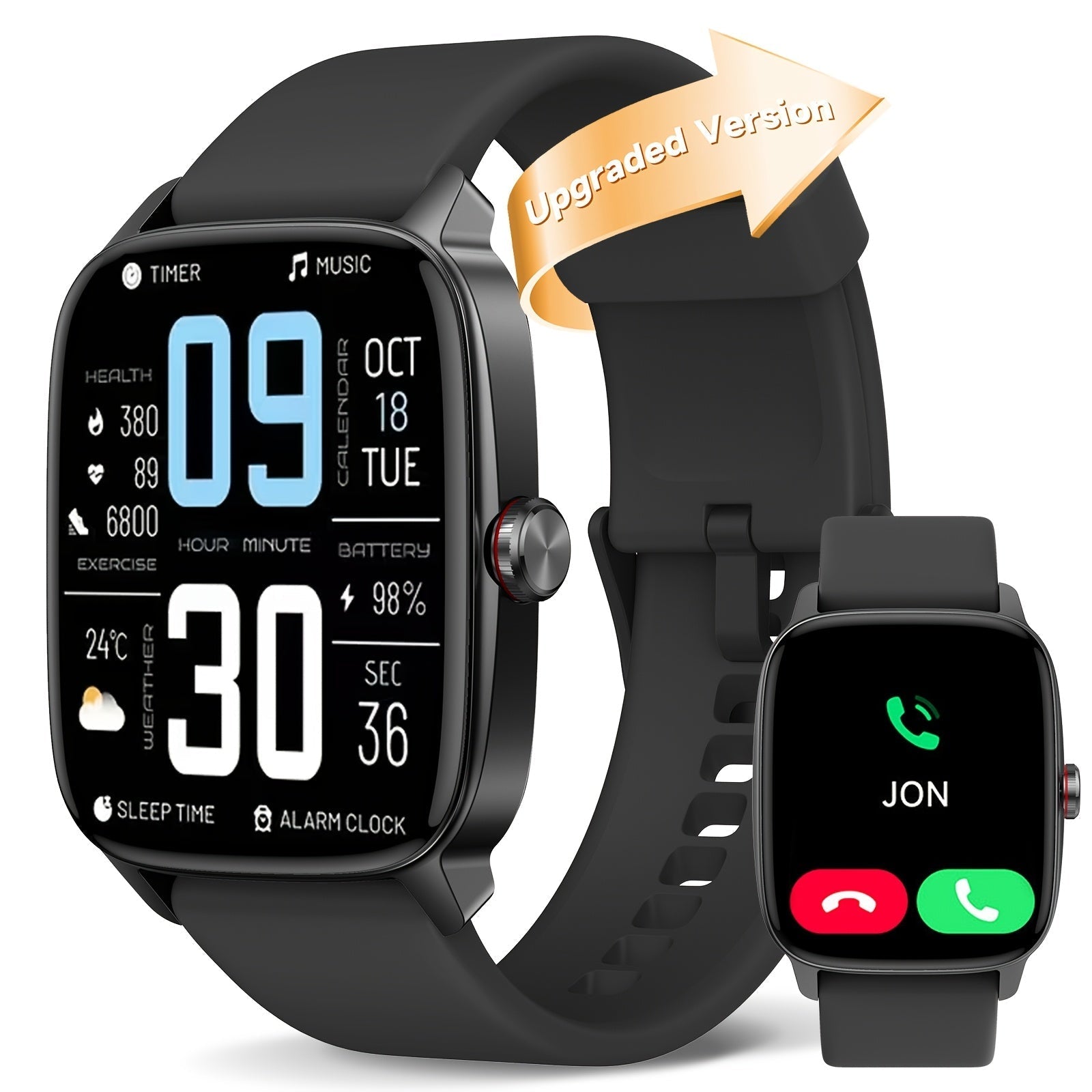 FAWEIO Smart Watch with Alexa & Wireless Calling – 1.8" HD Touchscreen Fitness Tracker, 100+ Sports Modes, Heart Rate SpO2 Sleep Monitor, Compatible with iPhone & Android for Women & Men