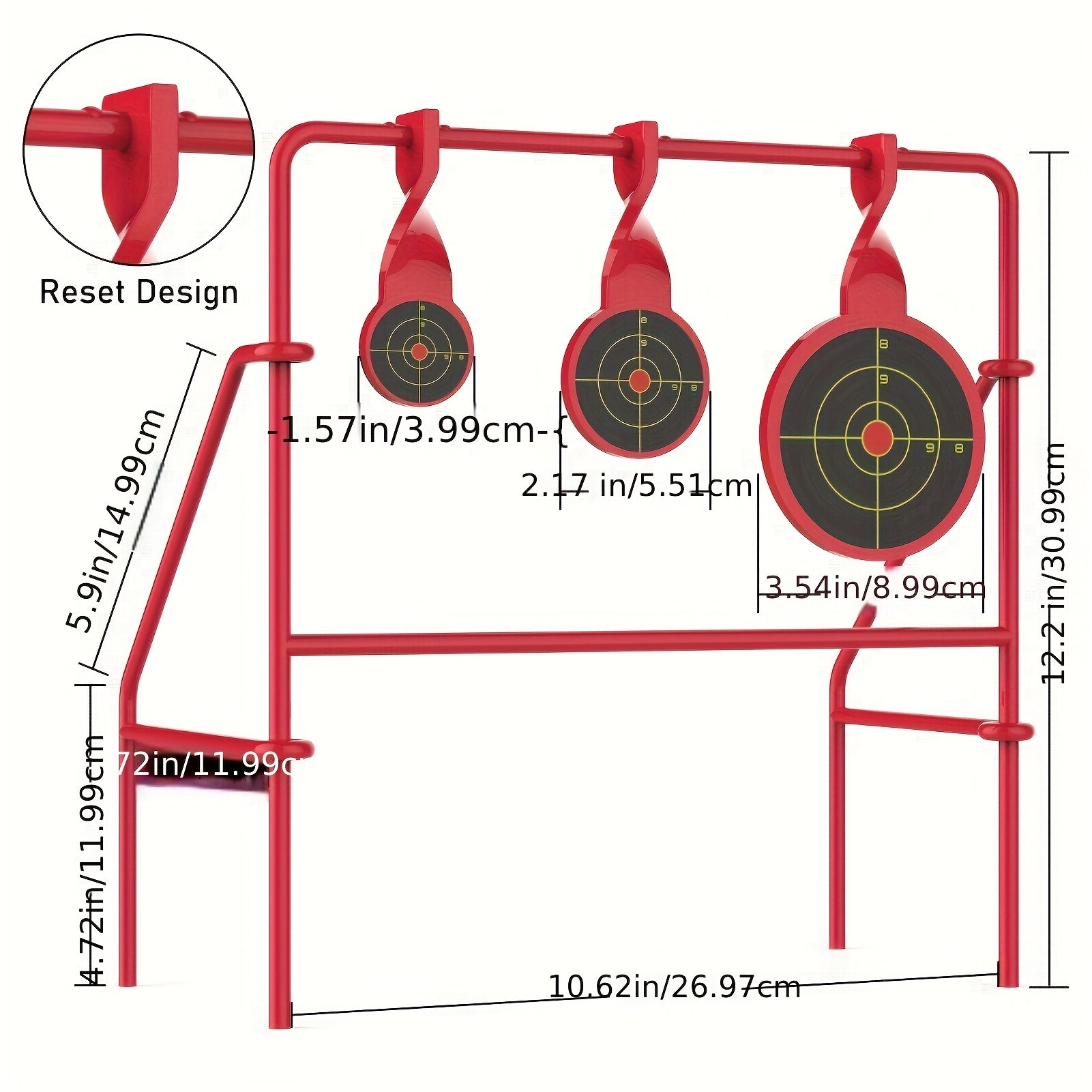 Triple Spinner Shooting Target Stand for .22LR Rimfire – Foldable Heavy-Duty Steel with 15-Pack Bullseye Paper Targets, Instant Visual & Audible Feedback for Backyard Plinking Range Training Practice
