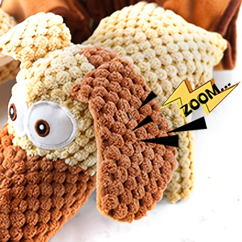 Large Squeaky Crinkle Dog Toy Extendable 15.7 to 19.7 Inch Plush Pull Tug Bite Toy Crinkled Paper Filling Small Medium Large Dogs Interactive Fetch Chew Toy No Battery