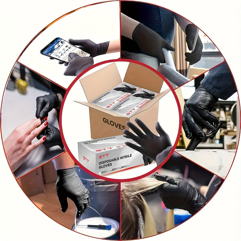 Black Nitrile Disposable Gloves 200 Count – 6 Mil Thick, Latex-Free, Powder-Free, Chemical Resistant, Flexible Form-Fitting, S/M/L/XL for Mechanic, Maintenance, Cleaning, Food Service & Medical Use