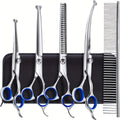 Professional Dog Grooming Scissors Set 6-in-1 – Titanium Coated 4CR Stainless Steel, Safety Round Tips, Left & Right Hand Universal, Heavy Duty Pet Grooming Shears for Dogs, Cats & All Animals