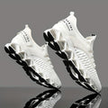 Men's Breathable Running Shoes Lightweight Fish Scale Fabric Upper Durable Outsole Low Top for Running Hiking Walking Casual Sports White Black US 7-13.5