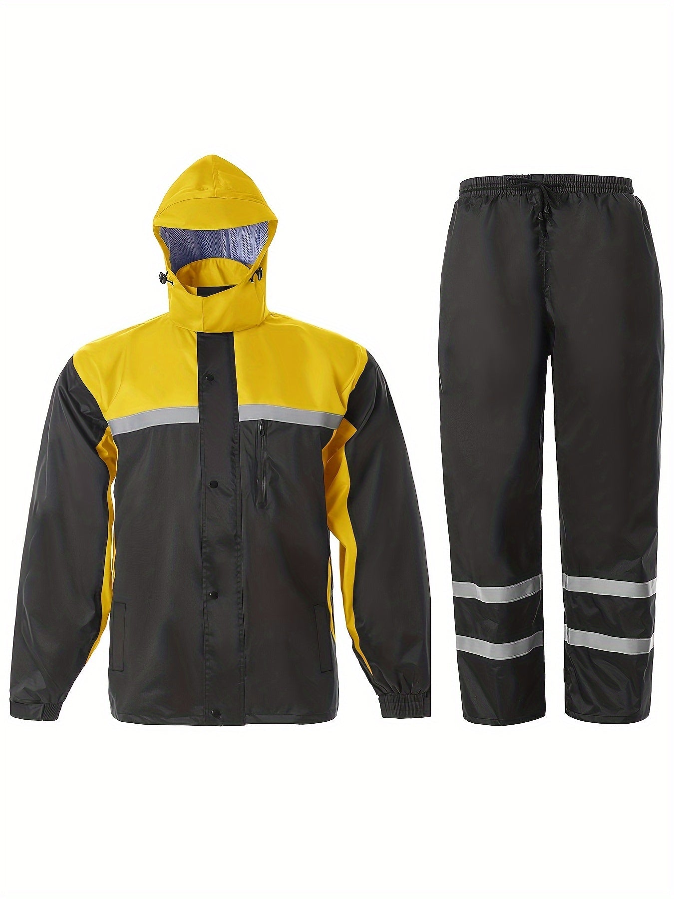 Men's High Visibility Reflective Rain Suit – Waterproof Rain Jacket & Pants Set for Work, Fishing, Farming, Motorcycle, Outdoor Sports – Hi-Vis Safety Rainwear for Men, Sizes S-XXL