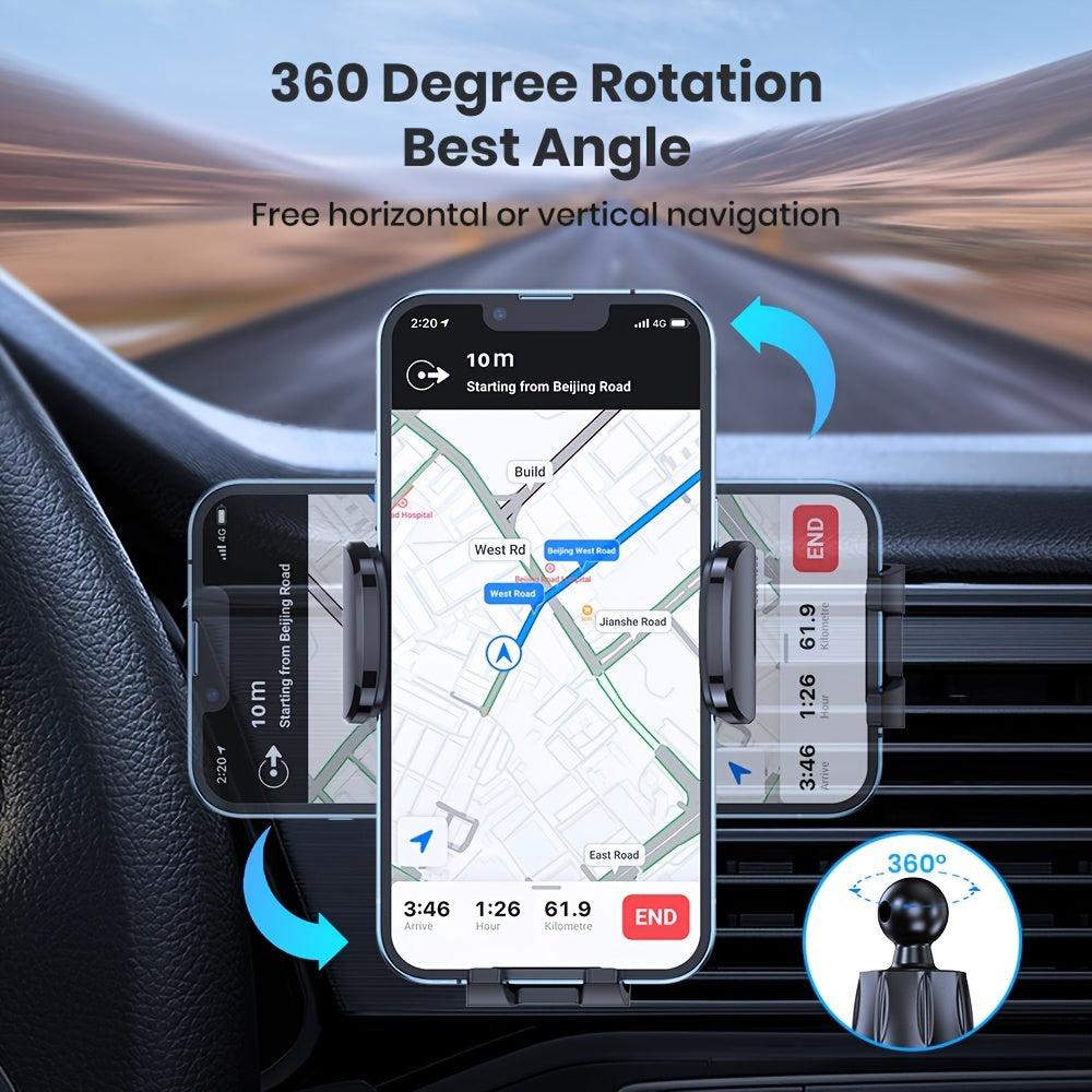 Car Air Vent Phone Mount Universal Hands-Free Holder Adjustable Clamp Cradle Fits All Smartphones iPhone Samsung Android 2024 Upgraded ABS Waterproof Wall Mount Option for Cars Trucks SUVs