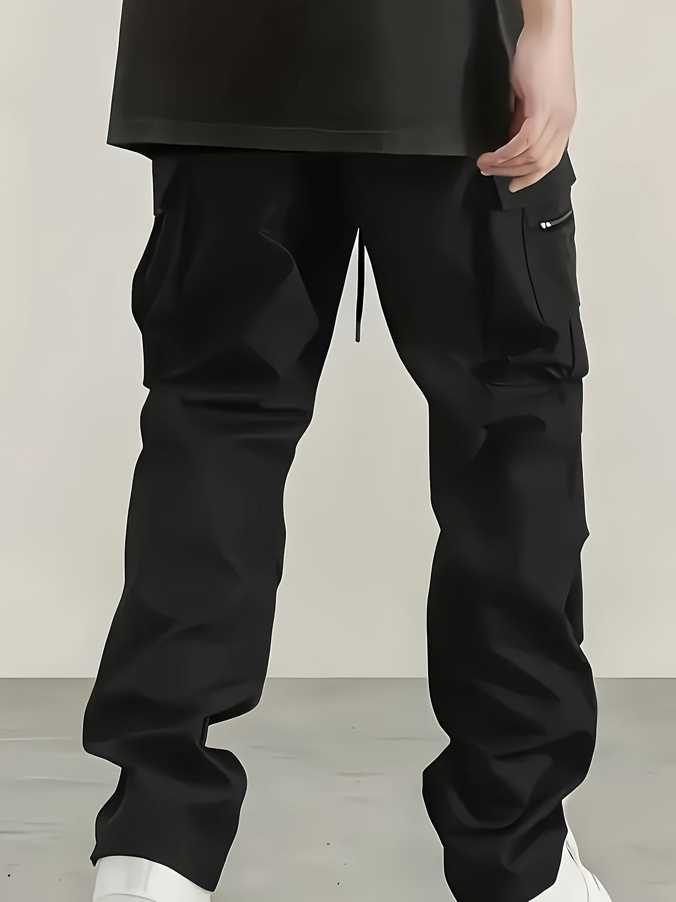 Men's Cargo Pants 2-Pack Multi-Pocket Elastic Waist Drawstring Hiking Trousers Breathable Loose Straight Fit All Season Black Khaki Dark Grey Sizes S-XXL