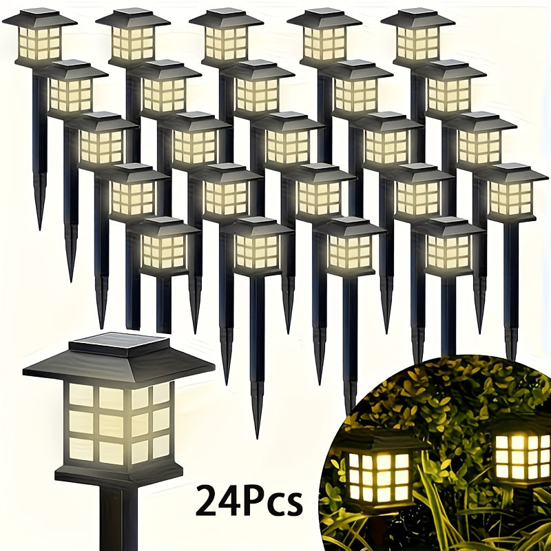 Solar Outdoor Lights LED Garden Path Lights IP44 Waterproof Landscape Lighting for Sidewalk Driveway Lawn Yard Courtyard Warm White Multicolor Pack of 6 12 or 24 Christmas Holiday Decor No Wiring