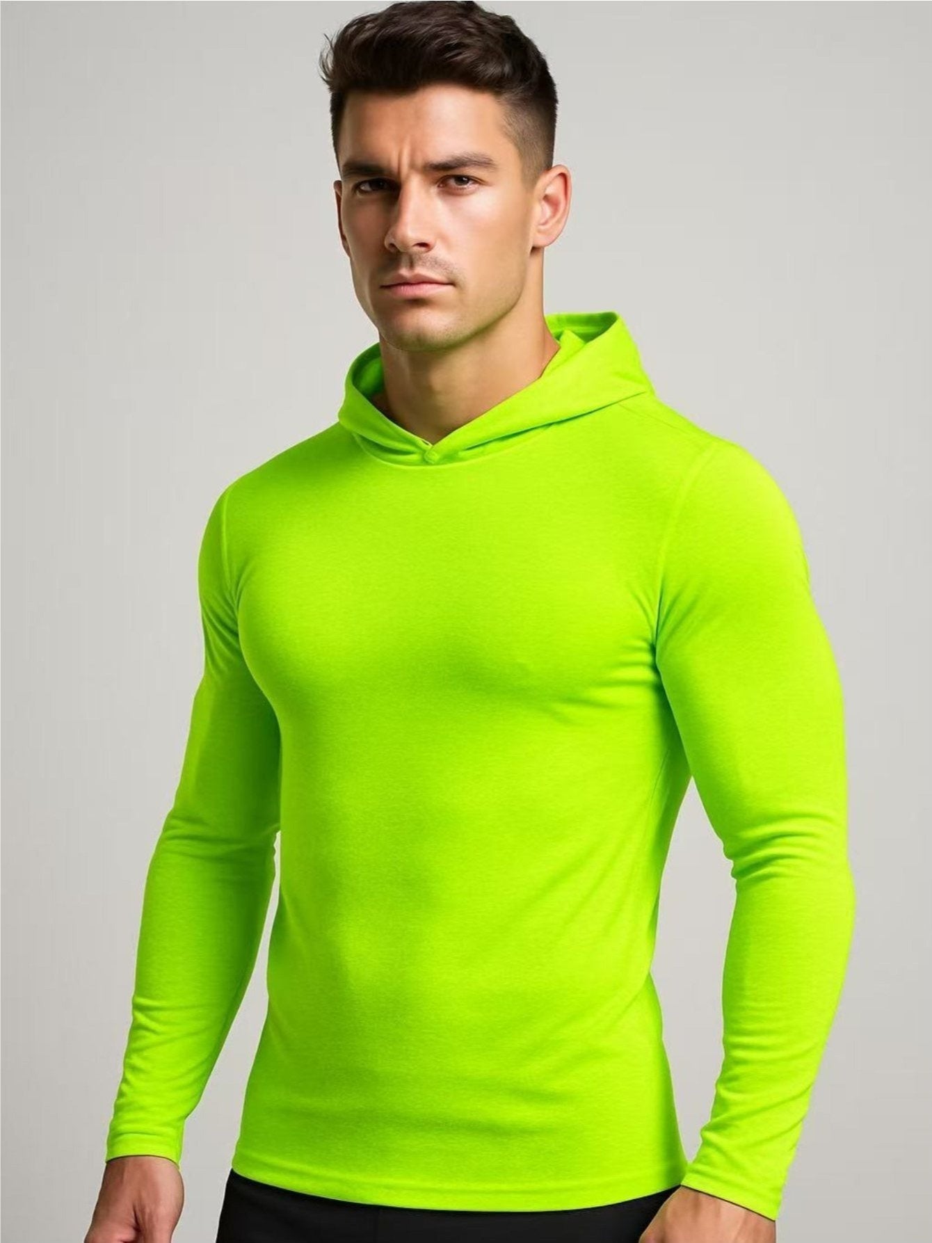 Men's Hi Vis Hooded Work Shirts 4-Pack UPF 50+ Long Sleeve Quick Dry Moisture Wicking Safety Shirts for Construction Outdoor with Neck Gaiter S-XXXL