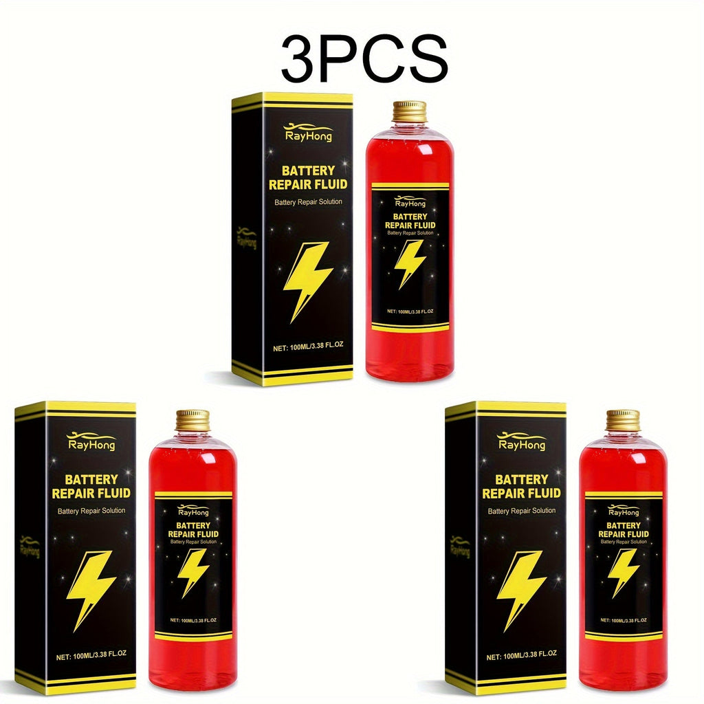 Battery Repair Fluid 3-Pack Restore Lead Acid Lithium EV Car Battery Performance Maintenance Solution Low Odor No Fragrance Fits All Models 3.38oz Each