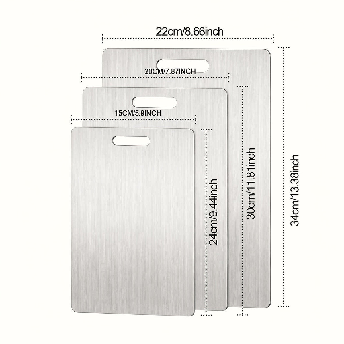 Stainless Steel Cutting Board Set of 3 Premium BPA-Free Rust-Resistant Easy to Clean Space-Saving Kitchen Chopping Boards for Meat Vegetables Fruit Food Prep