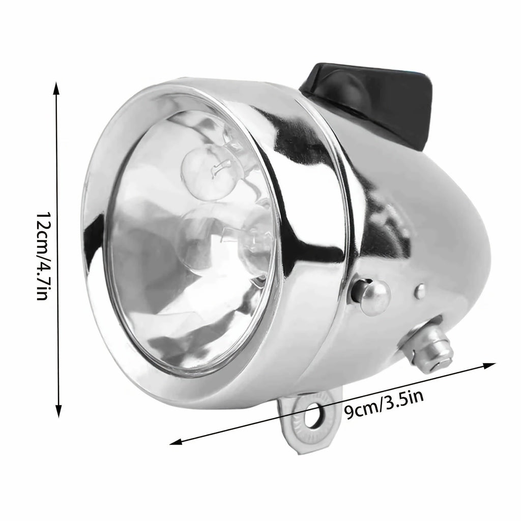 12V 6W Friction Generator Bicycle Dynamo Headlight & Tail Light Kit – No Battery Needed, Fits Mountain Bike, Road Bike, BMX, Folding Bike, Kids Bike & More, Silver