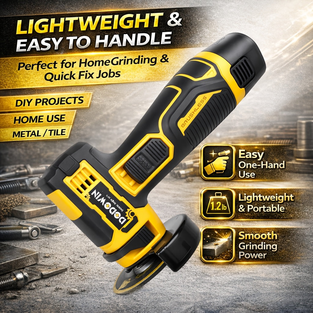 Mini Cordless Angle Grinder 19500 RPM Lithium Battery – Electric Grinding & Polishing Tool for Metal Wood Stone & Concrete with 1 or 2 Batteries Included