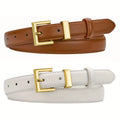 Women's Belts Set of 2 Square Gold Buckle Two-Tone Colors for Jeans Dresses Casual Fashion Outfits – Sizes S to 2XL, Brown Black Beige