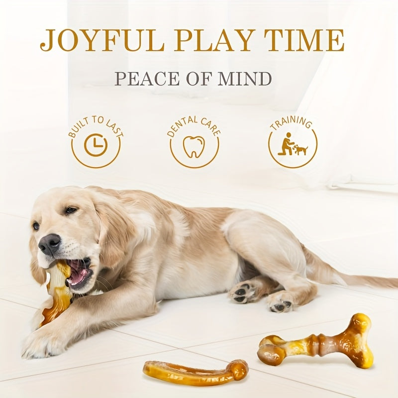 3-Pack Indestructible Nylon Dog Chew Toys for Aggressive Chewers Large Breed Stripe Pattern Heavy-Duty Teething Dental Chew Toy Set