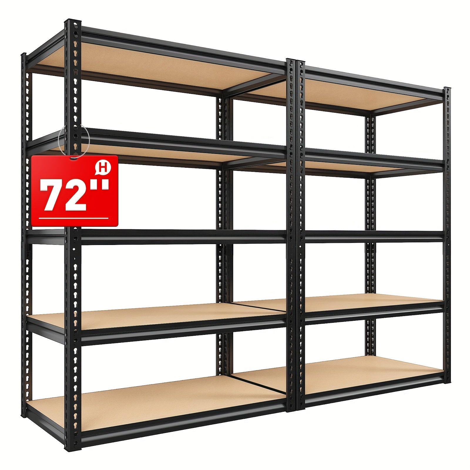 Heavy Duty Metal Shelving Unit 72 Inch 5-Tier Adjustable Garage Storage Shelf 3000LBS Capacity Carbon Steel Rack for Garage Basement Warehouse Pantry Office