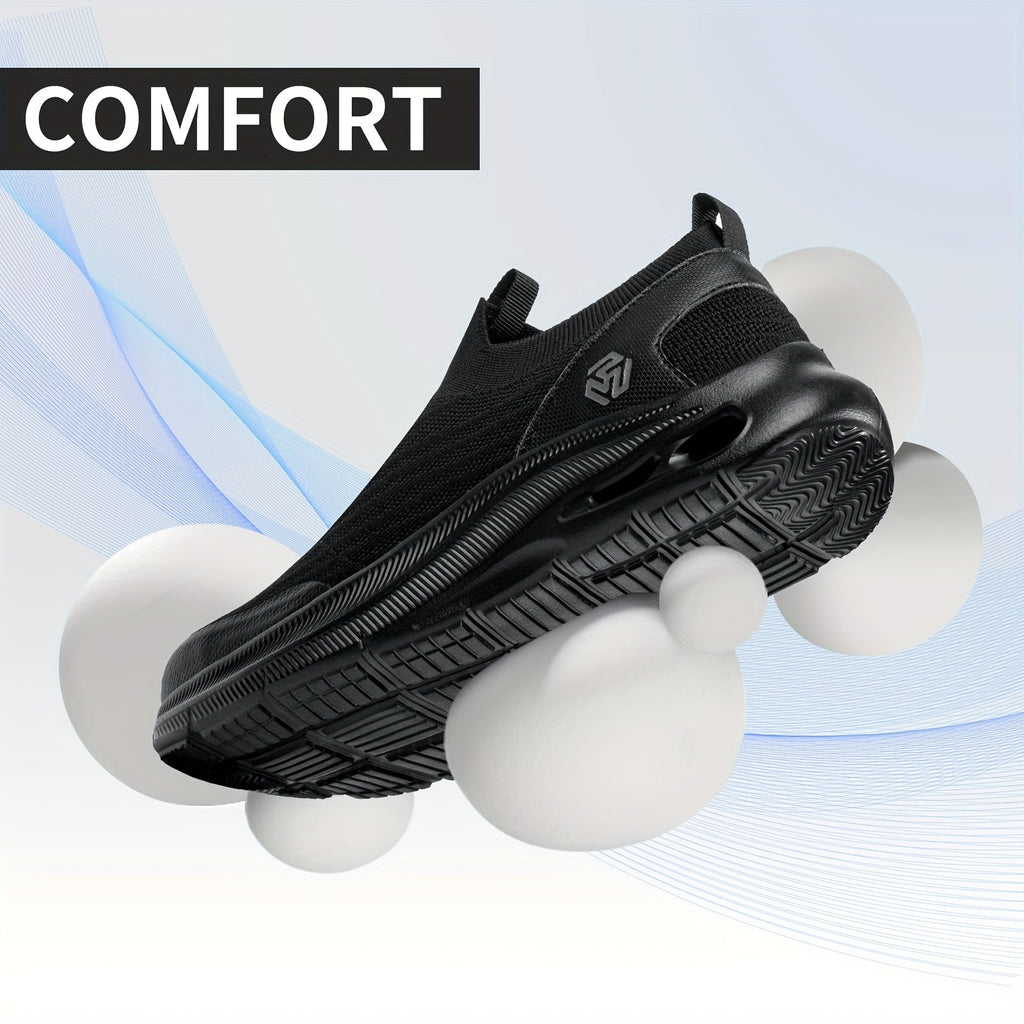 Steel Toe Work Shoes for Men Slip-On Lightweight Safety Sneakers Puncture-Resistant Non-Slip Loafers Black Grey Blue Sizes US 5.5-14