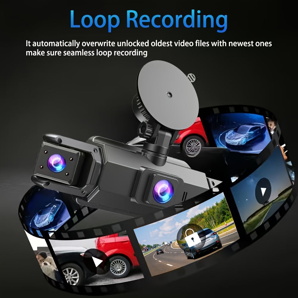 360 Dash Cam 3 4 Channel 1080P HD Full Coverage Night Vision WDR G-Sensor Loop Recording 24/7 Parking Monitor WiFi Multi-Lens Car Camera System Zero Blind Spots Front Rear Side Interior